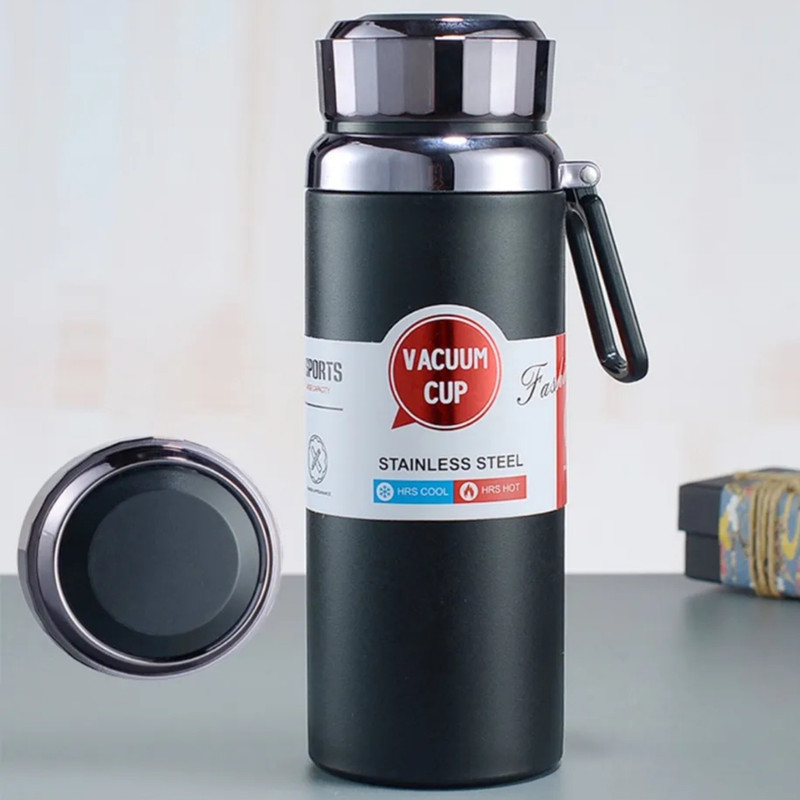 فلاسک مدل الماسی VACUUM CUP با جنس استیل 316 و دماسنج دار ظرفیت 1000 میلیلیتر