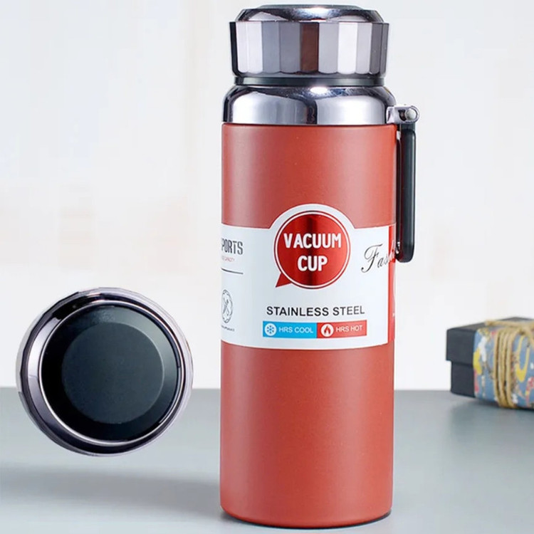 فلاسک مدل الماسی VACUUM CUP با جنس استیل 316 و دماسنج دار ظرفیت 1000 میلیلیتر