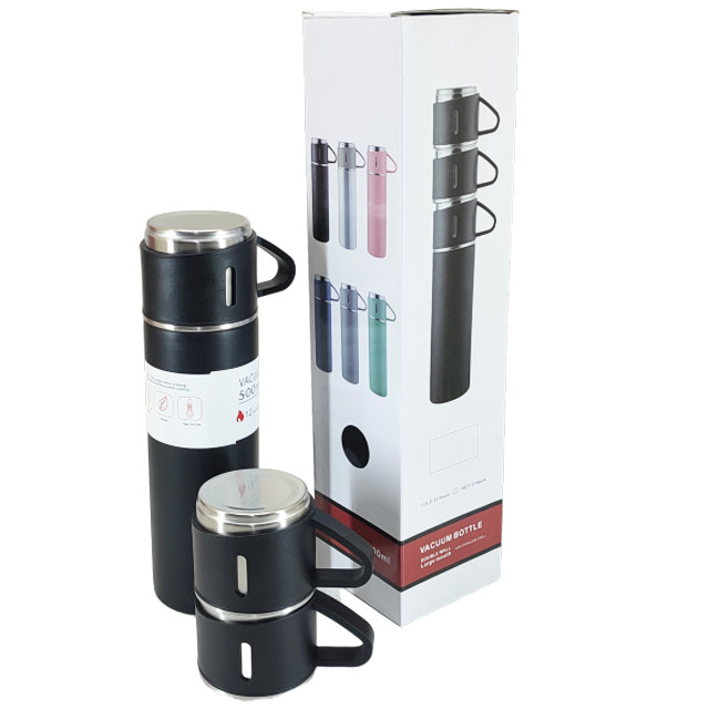 فلاسک مدل کادویی VACUUM FLASK SET کد 01 گنجایش 0.5 لیتر به همراه لیوان مجموعه 3 عددی