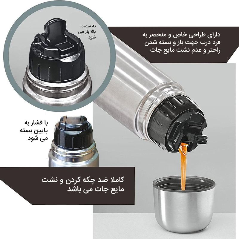فلاسک میلتون مدل Flip Lid دربدار ترمواستیل گنجایش 0.75_x000D_ لیتر به همراه کاور