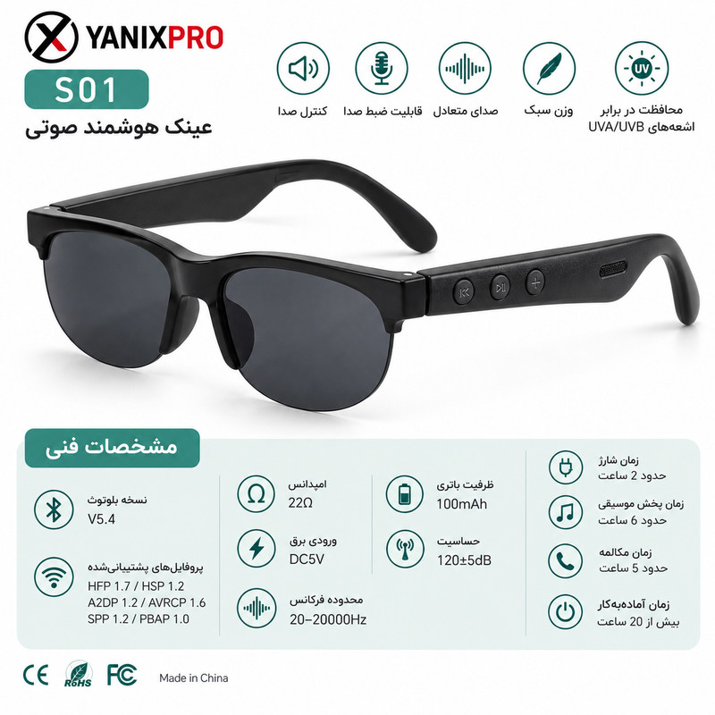 عینک هوشمند یانیکس پرو مدل S01