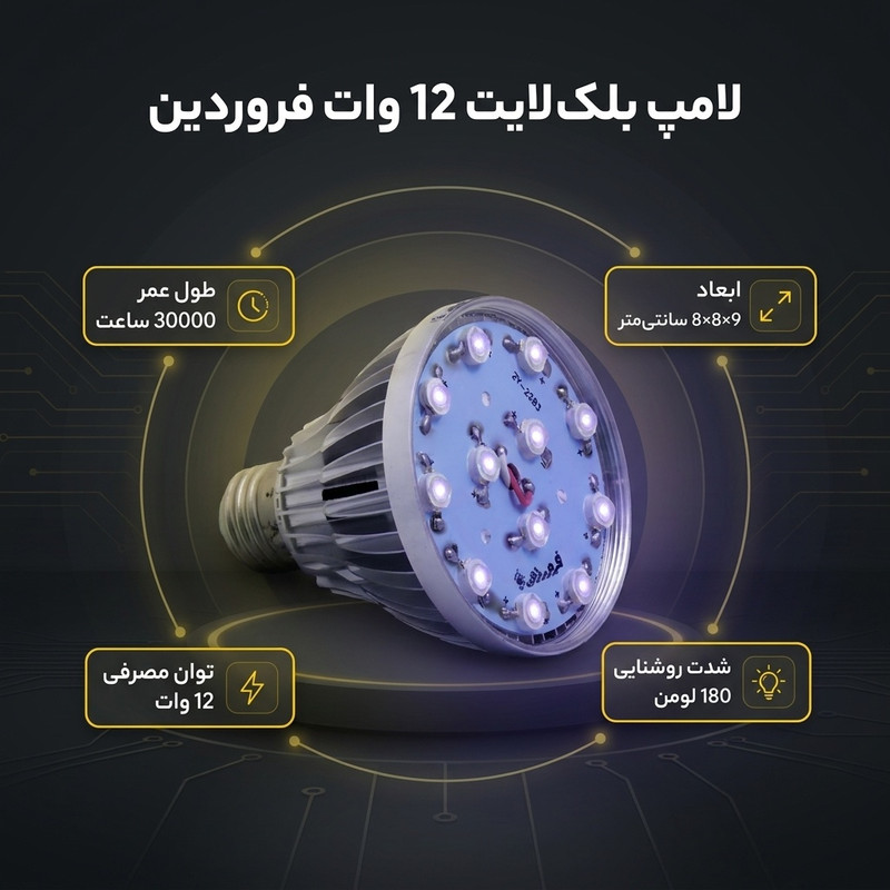لامپ بلک لایت 12 وات فروردین مدل فرابنفش E27 UVA