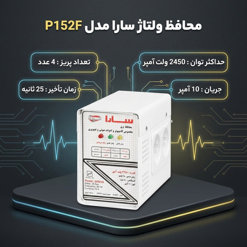 محافظ ولتاژ سارا مدل P152F مناسب برای تلویزیون و کامپیوتر