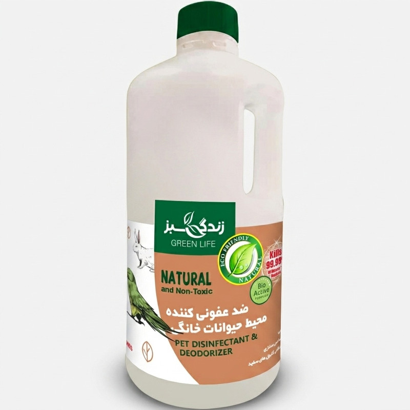محلول ضدعفونی‌کننده و بوبر محیط حیوانات خانگی زندگی سبز مدل اصلان _ ۲۵۰۰ میلی‌لیتر