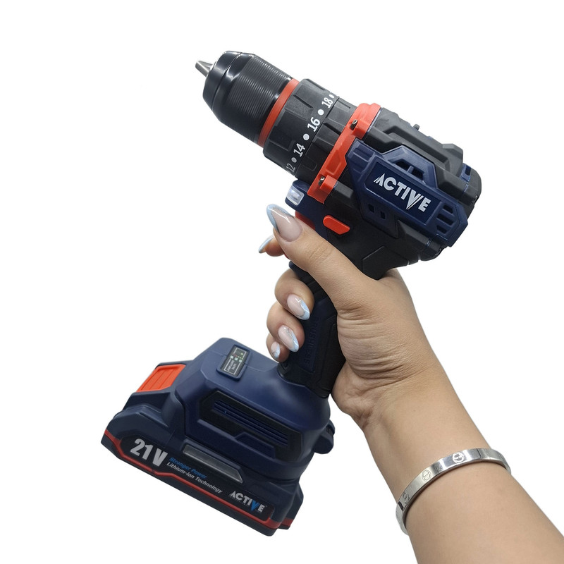 دریل چکشی شارژی صنعتی براشلس 10میلی متری 21 ولت اکتیو مدل AC_7821CH