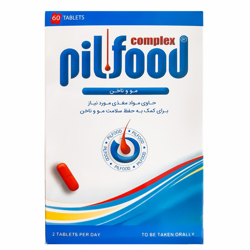مکمل تقویت مو و ناخن پیلفود کمپلکس 60 عددی حاوی ویتامینها و مواد معدنی ضروری، پیشگیری از ریزش مو، تقویت فولیکول و افزایش حجم مو، بهبود سلامت پوست، مو و ناخن، تحت لیسانس اسپانیا