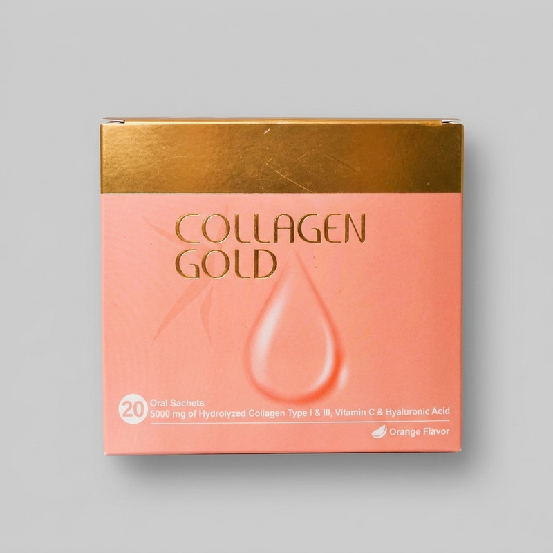 مکمل خوراکی سلامت پوست آدریان مدل COLLAGEN GOLD بسته 100 عددی حاوی کلاژن هیدرولیز شده، ویتامین C و اسید هیالورونیک برای کاهش چین‌وچروک و حفظ استحکام پوست