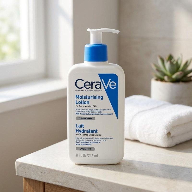 لوسیون بدن سراوی مدل LAIT Hydratant حجم 236 میلیلیتر با بافت کرمی و پمپی، مرطوبکننده و ضدحساسیت مناسب انواع پوست و حاوی سرامید و هیالورونیک اسید