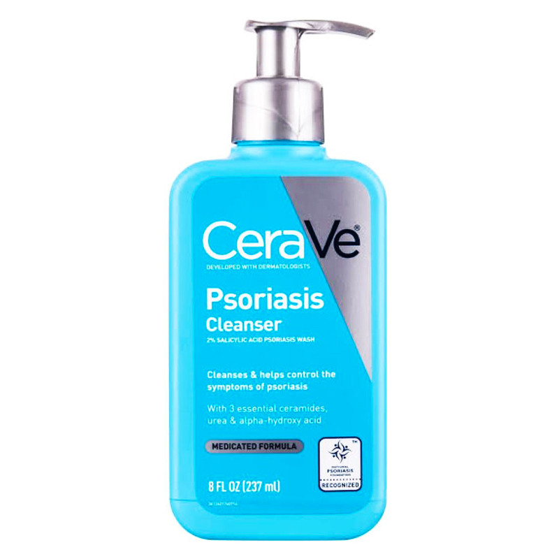 ژل شستشو صورت و بدن سراوی مدل Psoriasis حجم 237 میلی‌لیتر، مناسب برای انواع پوست، حاوی نیاسینامید، گلیسیرین، اوره، اسید لاکتیک و 2 درصد اسید سالیسیلیک، ضدالتهاب و مرطوب‌کننده