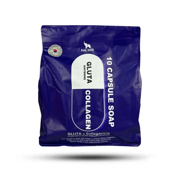 صابون شستشو ضد چروک صورت و بدن فیل اسکین مدل collagen مناسب برای انواع پوست وزن 105 گرم بسته 10 عددی