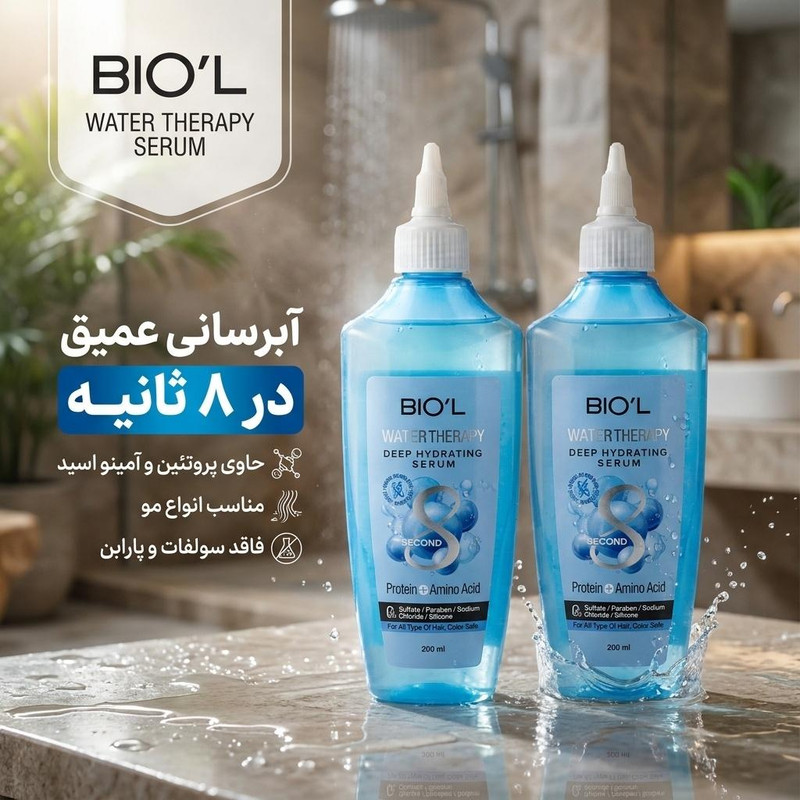 سرم مو بیول مدل آبرسان مناسب انواع مو حجم 200 میلی لیتر مجموعه دو عددی