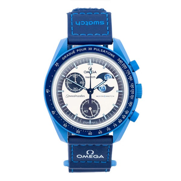 ساعت مچی عقربهای مکانیکی مدل Super Blue Moon Omega x Swatch