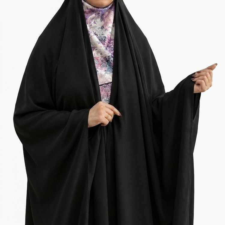 چادر عربی کرپ حریراسود زنانه طرح ساده