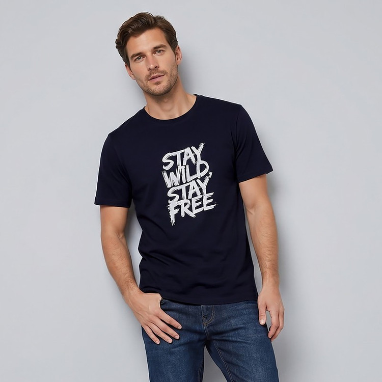 تیشرت آستین کوتاه یقه گرد مردانه دیلمانا مدل Stay Wild Stay Free