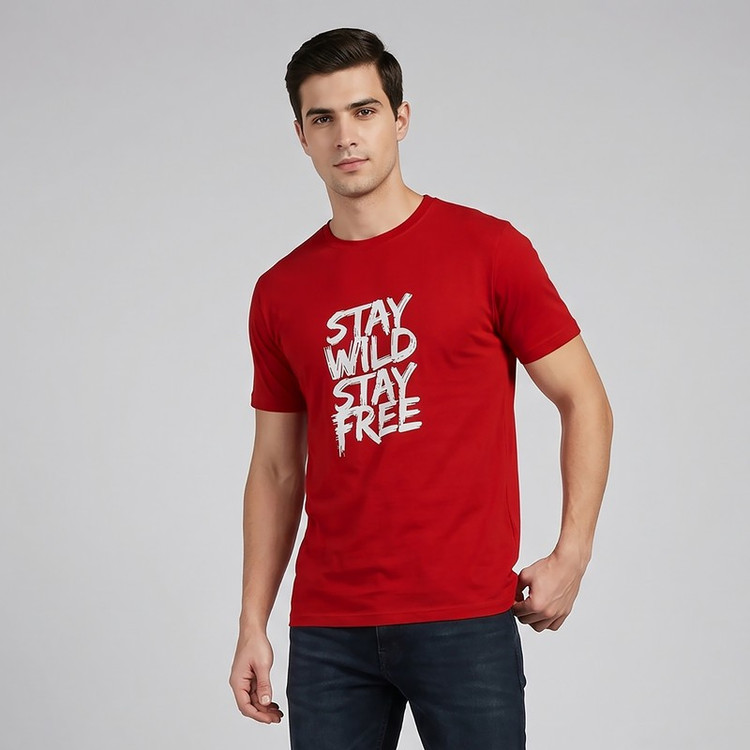 تیشرت آستین کوتاه یقه گرد مردانه دیلمانا مدل Stay Wild Stay Free