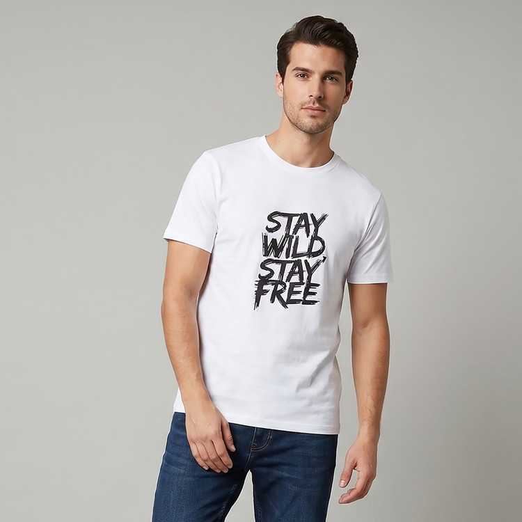 تیشرت آستین کوتاه یقه گرد مردانه دیلمانا مدل Stay Wild Stay Free