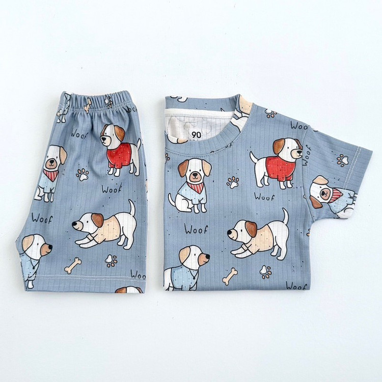 ست تیشرت آستین کوتاه و شلوارک راحتی پسرانه مدل سگ کوچولو کد GH100033