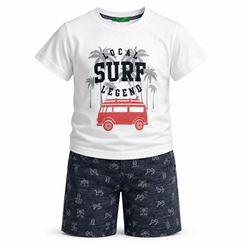 ست تیشرت آستین کوتاه و شلوارک راحتی پسرانه مدل Surf کد ۳۵۰