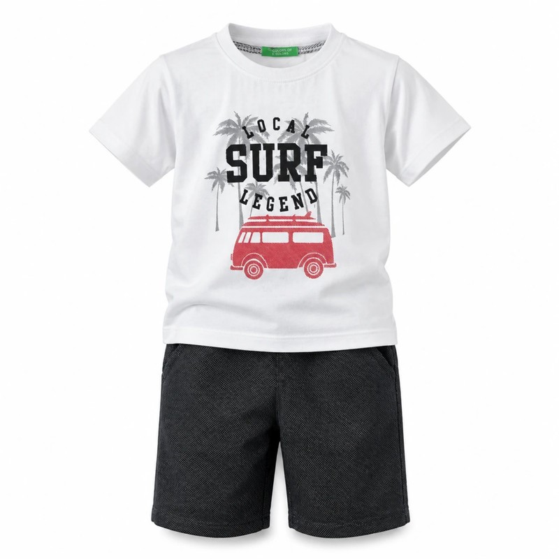 ست تیشرت آستین کوتاه و شلوارک راحتی پسرانه مدل Surf کد ۳۵۰