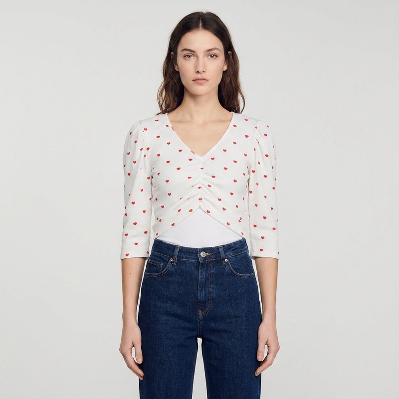 کراپ بلوز آستین سه ربع یقه هفت زنانه ناتوسا مدل NT852-5