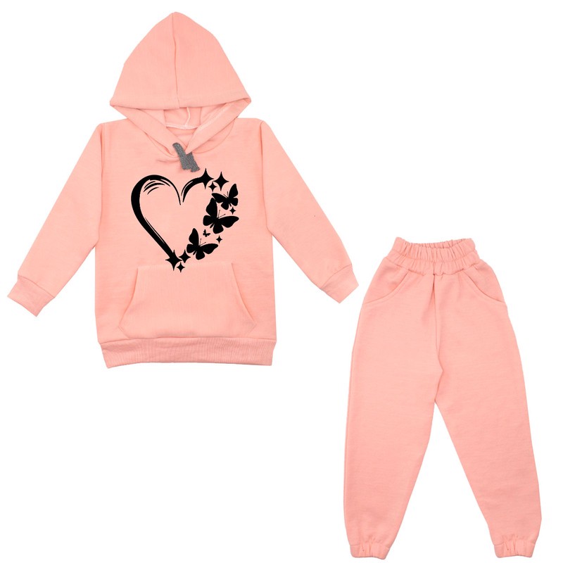 ست هودی و شلوار دخترانه مدل قلب کد A03