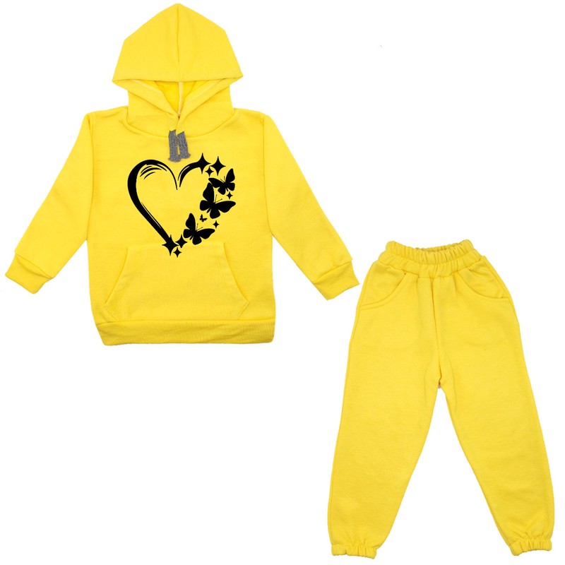 ست هودی و شلوار دخترانه مدل قلب کد A03