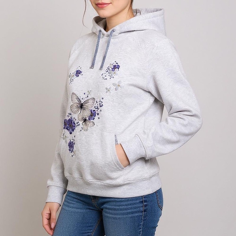 هودی زنانه طرح پروانه کد W48