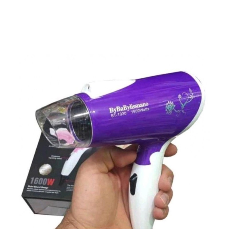 سشوار مسافرتی مدل ST1030_W1600 با توان 1600 وات، تنظیم دما در دو حالت، سرعت یک سرعته، موتور AC، وزن 250 گرم و سری صاف...