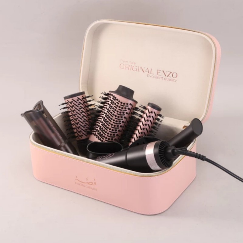 سشوار برسدار چرخشی انزو پروفیشینال مدل EN-760 7in1 با توان 1500 وات، موتور DC براشلس، تنظیمات دما و سرعت دو حالته، تک...