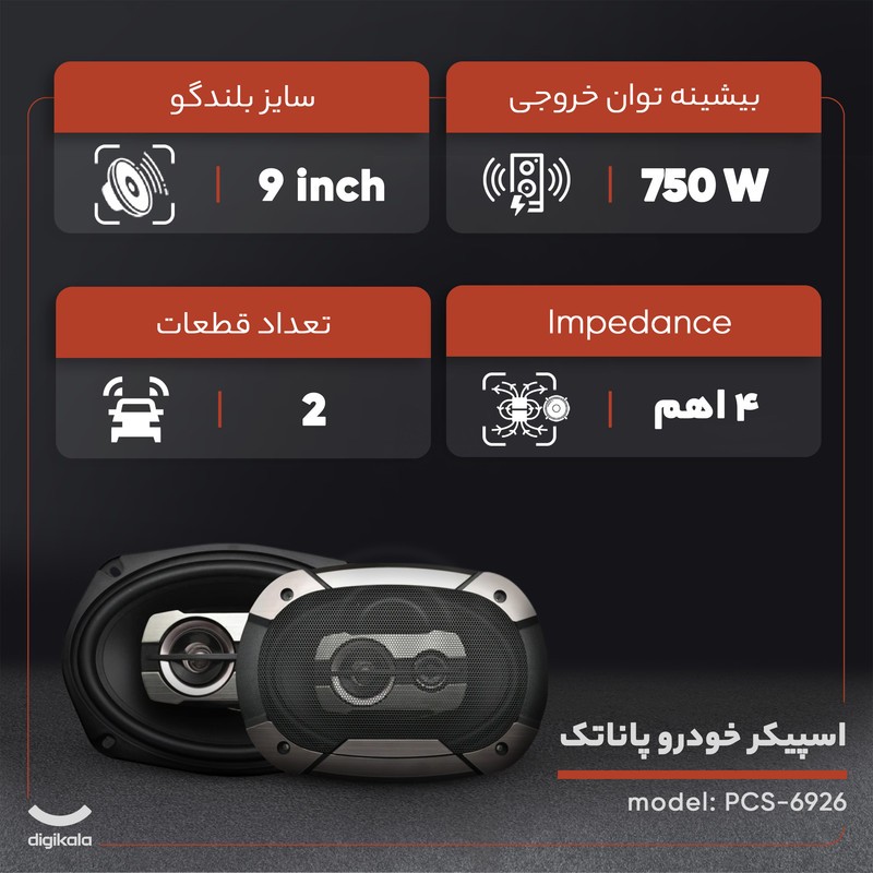 اسپیکر خودرو پاناتک مدل PCS-6926 بسته دو عددی