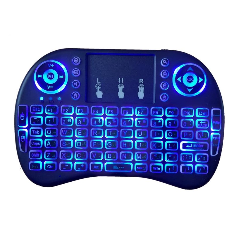 کیبورد بی سیم مدل Persian Letter i8، سوییچ ممبران، Portable، نورپردازی LED RGB