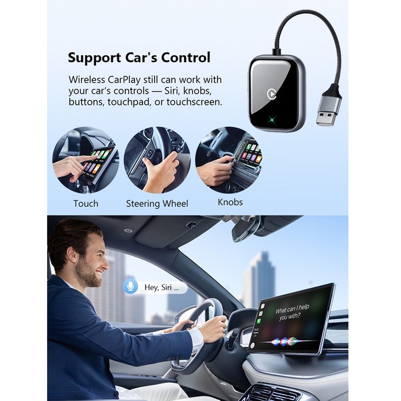 کارپلی و اندروید اتو مدلwireless Carplay/Android Auto به همراه مبدل USB به Type-C