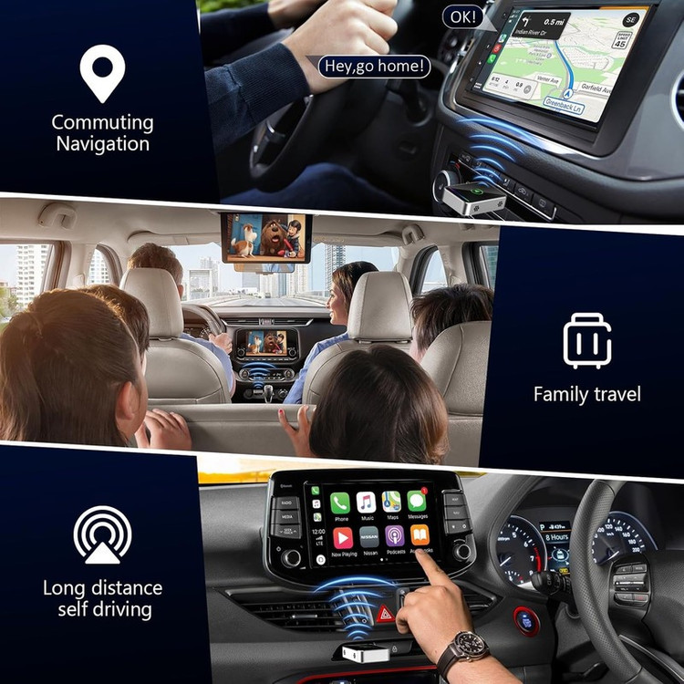 کارپلی و اندروید اتو مدل Wireless CarPlay/Android Auto Q1JS به همراه مبدل USB به USB-C