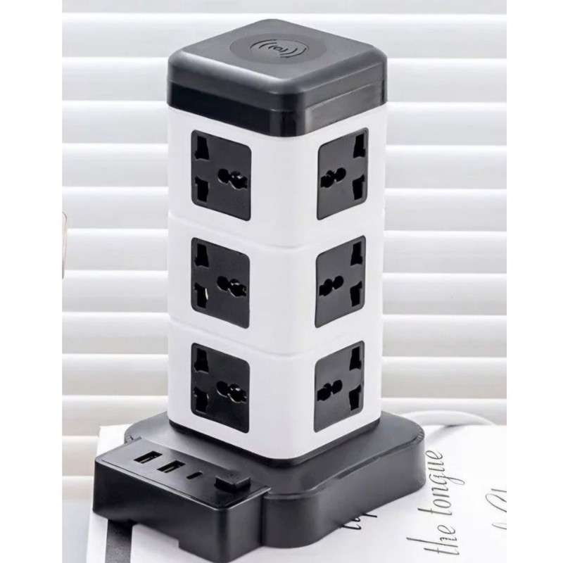 چندراهی برق ایستاده هوشمند ۲۵۰۰ وات مدل Intelligent Vertical Socketبرج با شارژر USB و وایرلس
