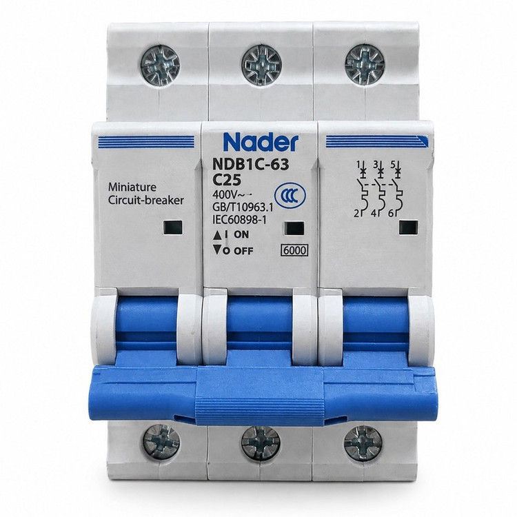 فیوز مینیاتوری سه پل 25 آمپر نادر مدل NDB1C-63 C25