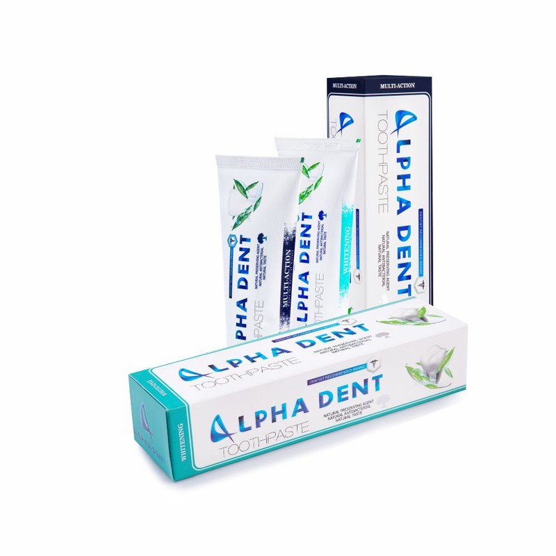 خمیر دندان آلفادنت مدل multi action and whitening حجم 75 میلی لیتر بسته 2 عددی