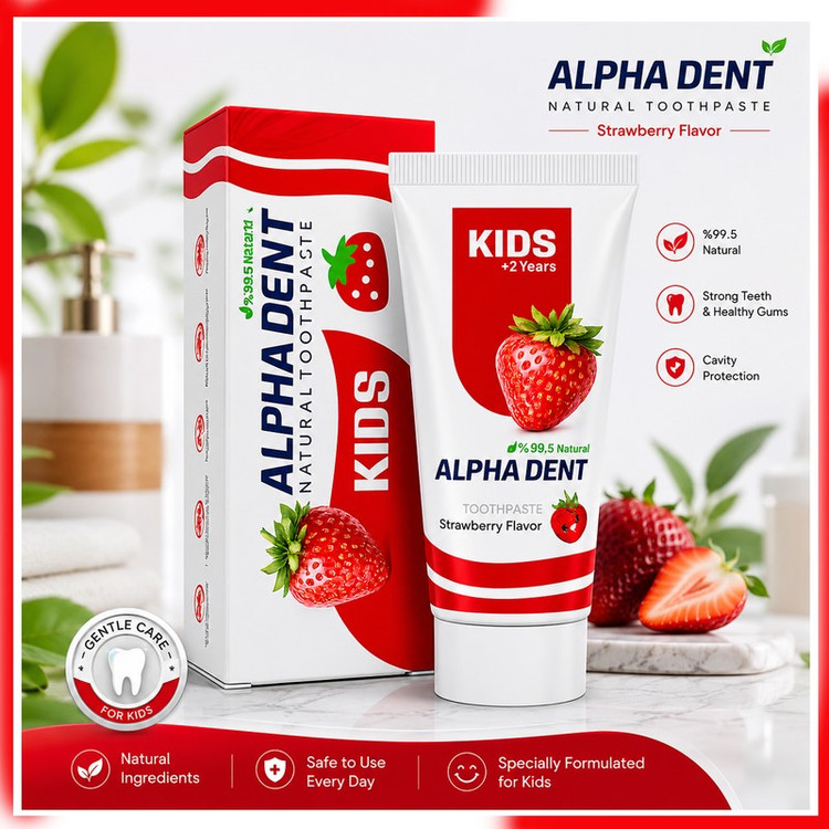 خمیردندان کودک آلفادنت مدل N-G-Strawberry حجم 50 میلی لیتر مجموعه 6 عددی