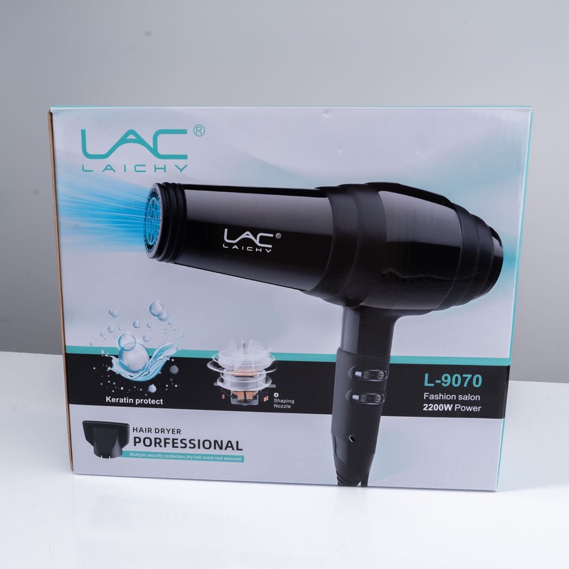 سشوار حرفهای 2200 وات لایچی مدل L-9070، موتور AC، وزن 1100 گرم، المنت سرامیک تورمالین، دارای سری متمرکزکننده پهن با و...