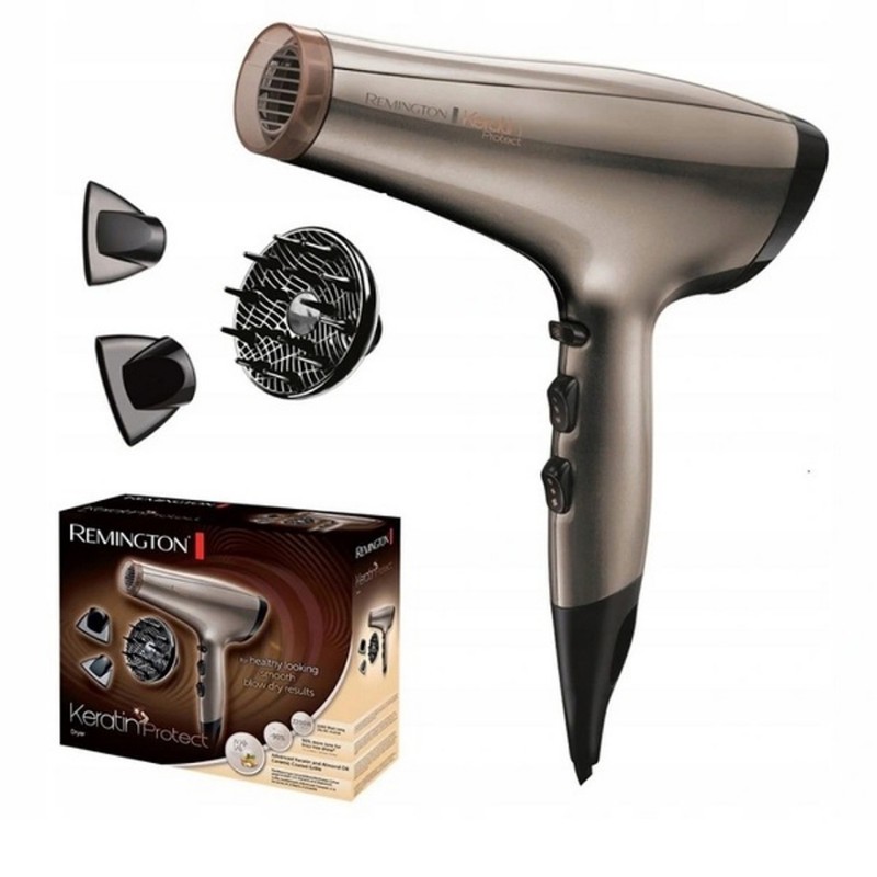 سشوار رمینگتون مدل AC8002 Keratin Protect با موتور AC، توان 2200 وات، فناوری تولید یون، محافظت از کراتین مو، تنظیم دم...