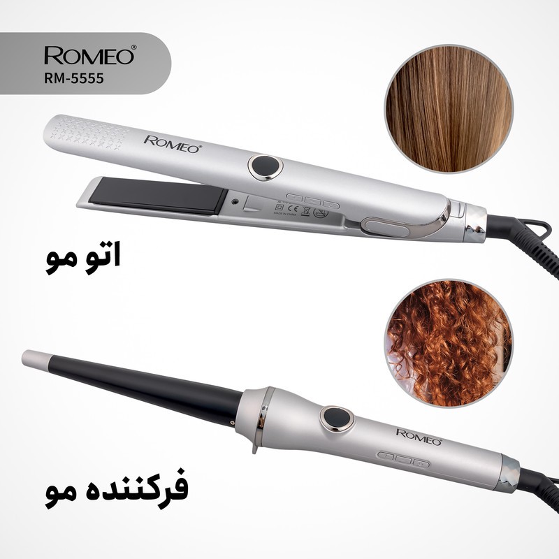 اتو و حالت دهنده ی مو حرفه ای رومئو مدل RM-5555 به همراه فر کننده مو