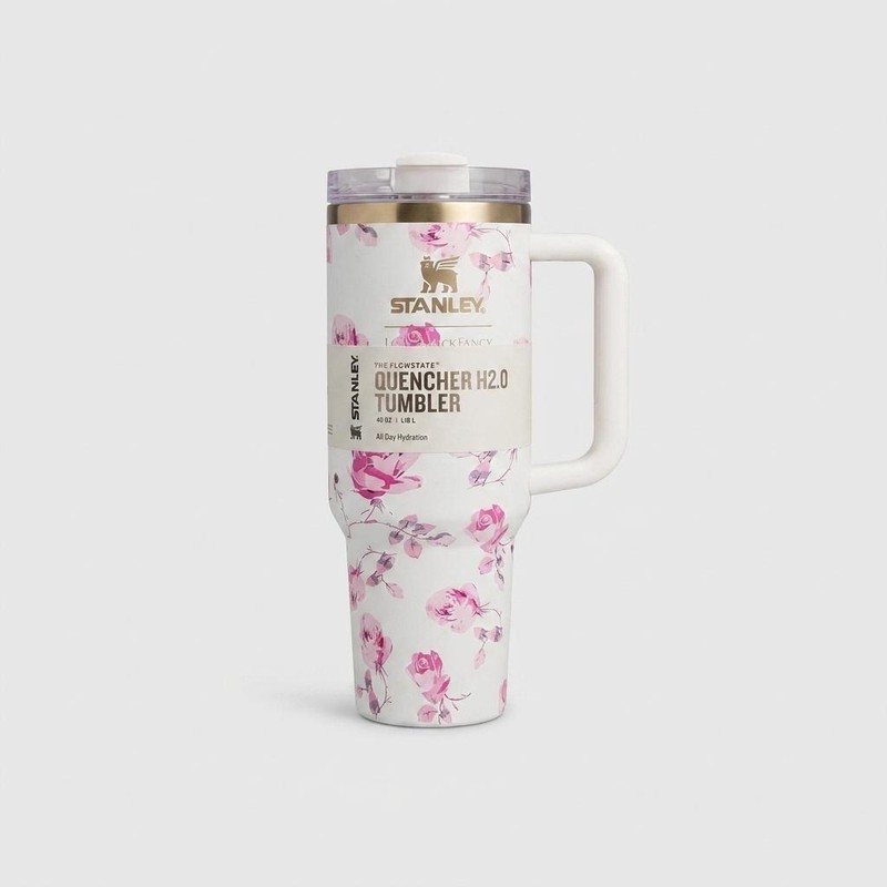 تراول ماگ مدل دسته دار گل دار کد QUENCHER H20 TUMBLER گنجایش 1.180 لیتر