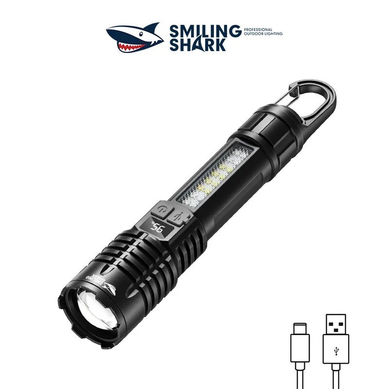 چراغ قوه دستی اسمایلینگ شارک مدل شارژی کد SD-5244 با نور چند رنگ
