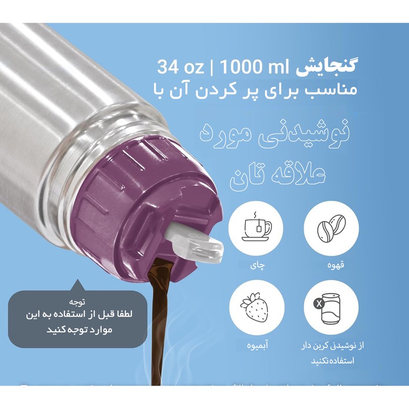فلاسک میلتون مدل Glassy 1000 گنجایش 1 لیتر به همراه کاور