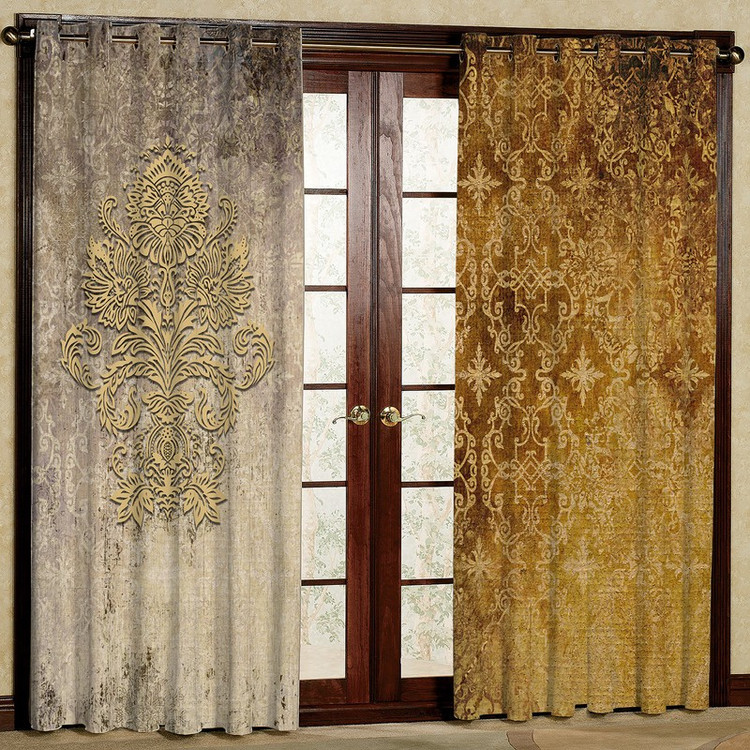 پرده بارمان دکور طرح پتینه مدل مخمل پانچی کد 1008LR W سایز 140x280 سانتی متر
