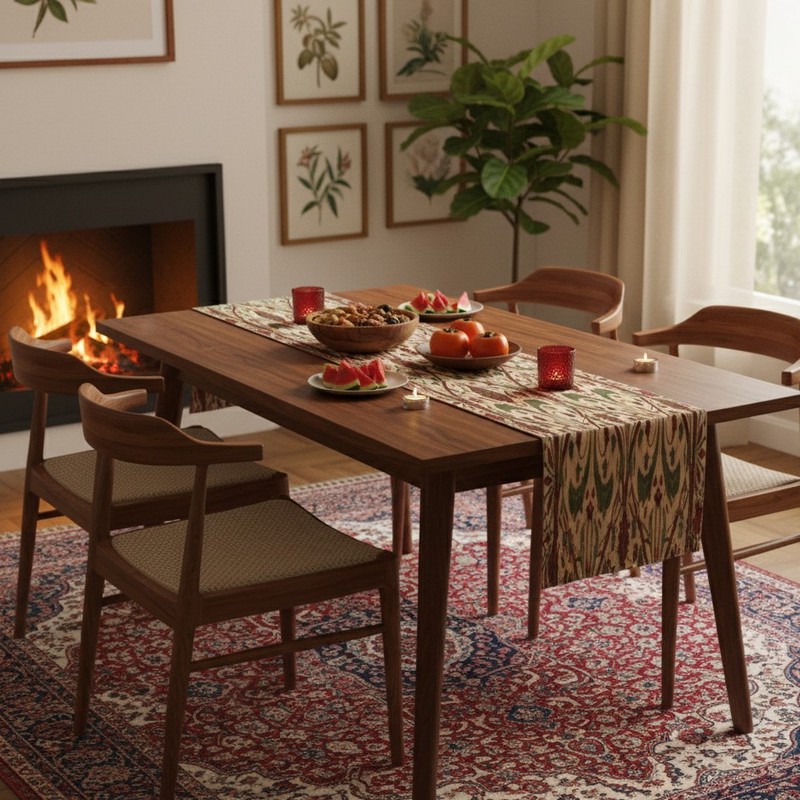 رانر ریحانلوکس مدل شکوفه انار کد RH130 سایز 145x45 سانتیمتر