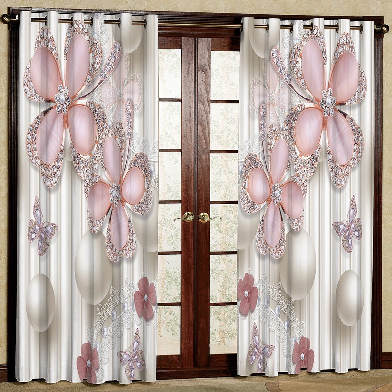 پرده مدل گل دار مخمل پانچی کد 2009 سایز 140x280 سانتی متر