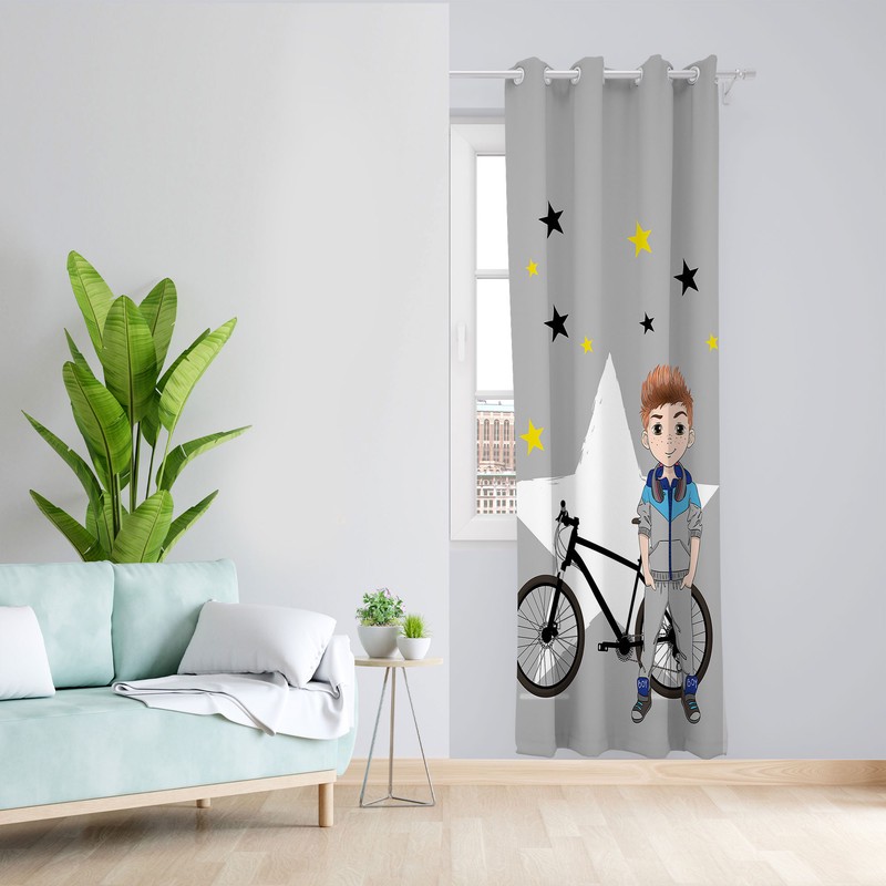 پرده مدل اتاق کودک مخمل پانچی طرح دخترانه کد 4673 سایز 140x280 سانتی متر