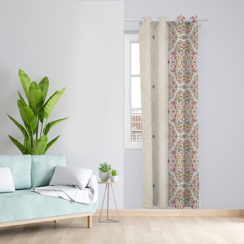 پرده طرح سنتی مدل مخمل پانچی کد L 164 Z سایز 140x200 سانتی متر