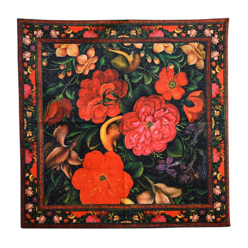 رومیزی مدل مخمل طرح گل و مرغ کد 92