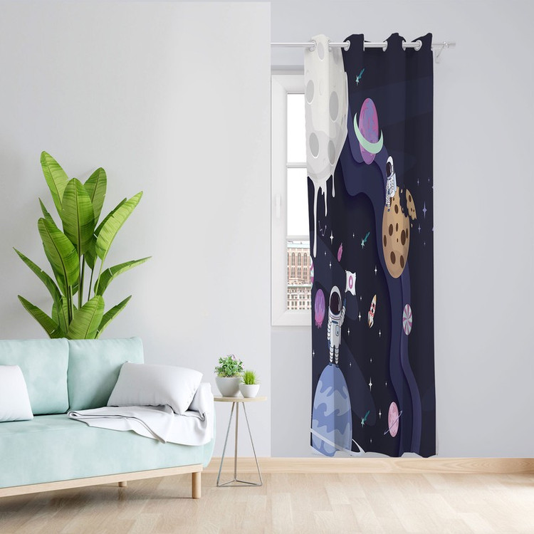 پرده مدل فضایی مخمل پانچی کد 2294 سایز 140x280 سانتی متر